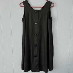 Vintage Andrea Jovine Black 100% Linen A-line Sleeveless Lagenlook Dress/Tunic 8